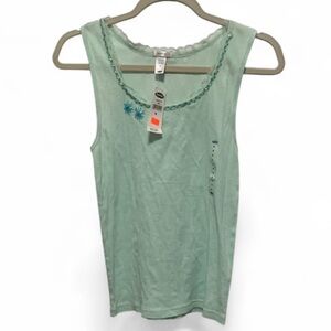 New with Tags Y2K Old Navy Light Green Beaded Tank Top